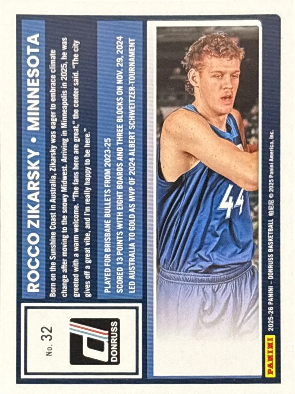 Panini Donruss Rocco Zikarsky Rated Rookie Basketball Card